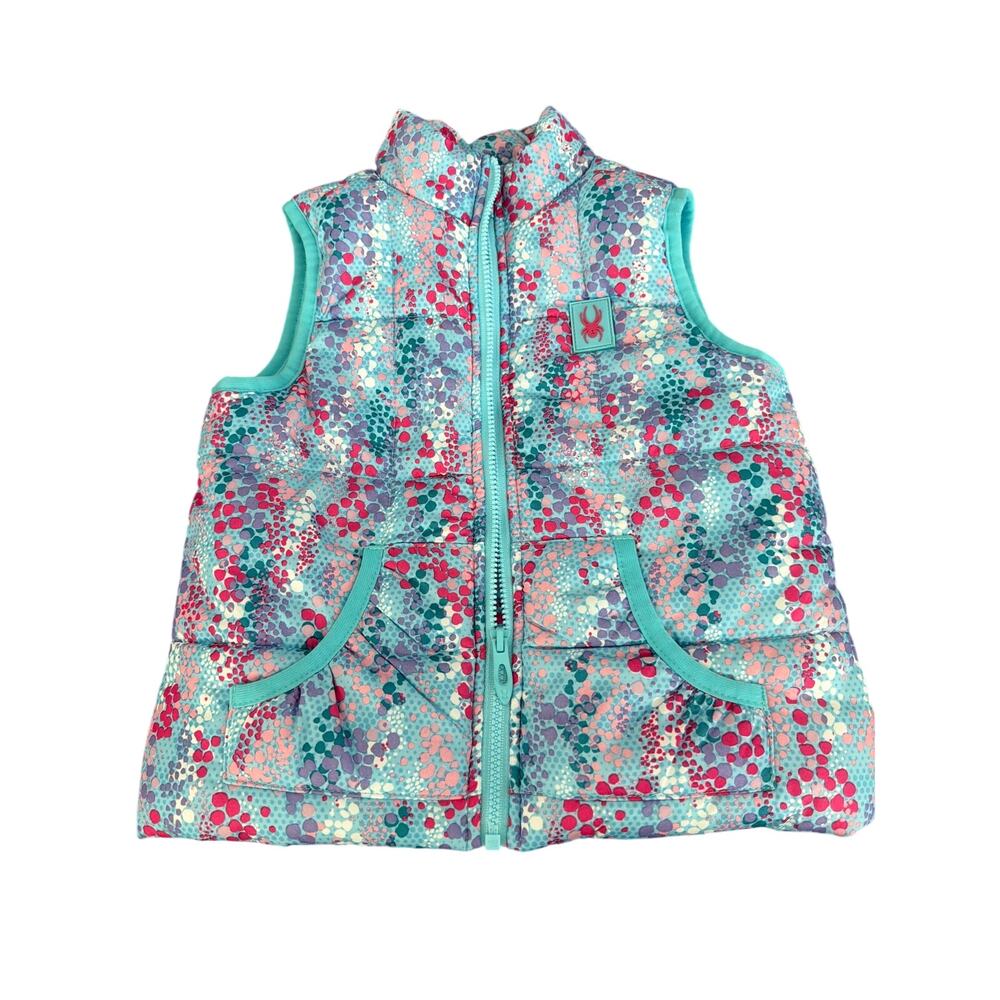 Spyder Kids Girls Puffer Vest 2T
Blue Pink Floral Print Full Zip
Pockets Cute